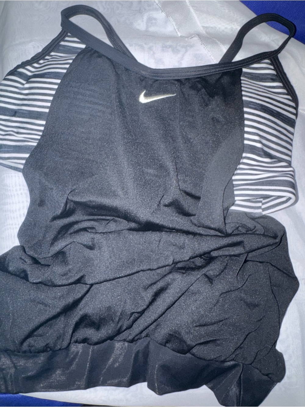 Nike Black Strappy Tank with Striped built-in bralette w/removable pads. - NWT - Picture 8 of 9